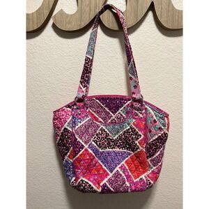 Vera Bradley Glenna Satchel Pink Purple Floral Patchwork Quilted Shoulder Bag